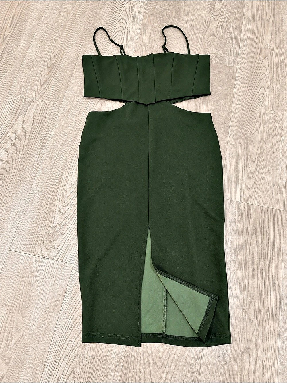Fashion Nova Olive Green Corset Cutout Bodycon Midi Dress XL